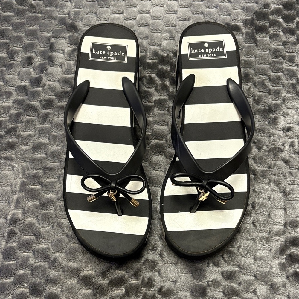 Kate Spade Women's Sandals in Black and White Stripes